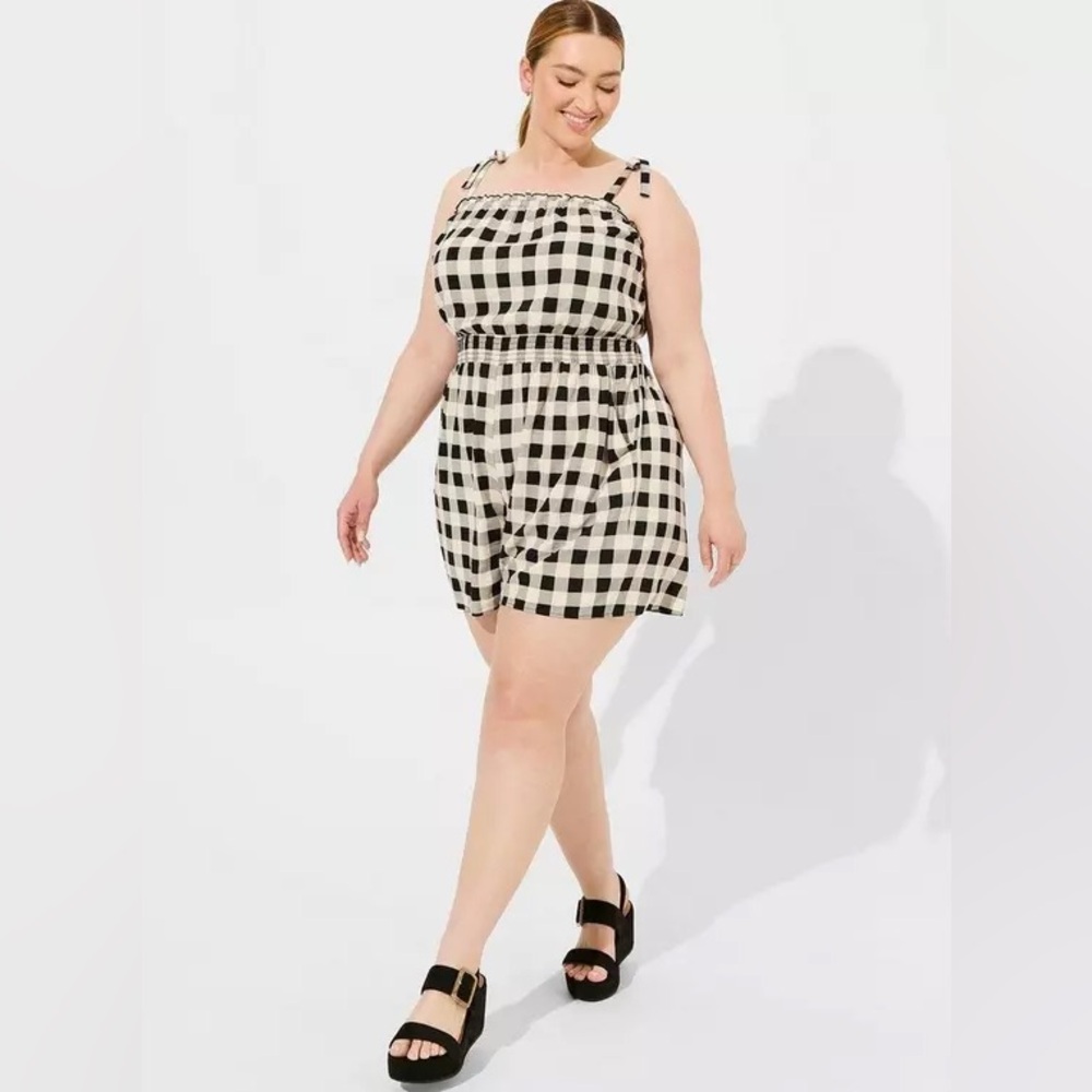 Torrid Stretch Challis Tie Strap Romper